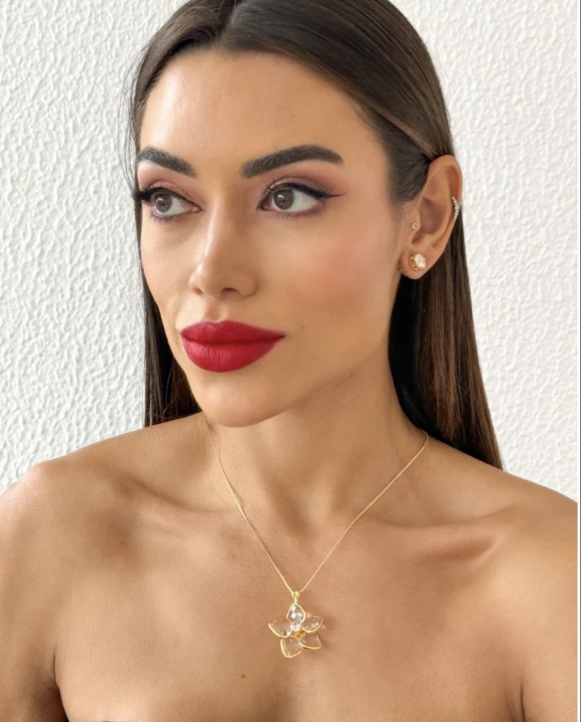 Conjunto Colar flor grande cristal