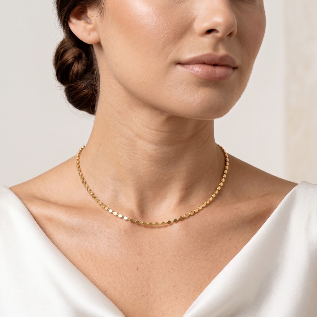 Colar choker bolinhas achatadas