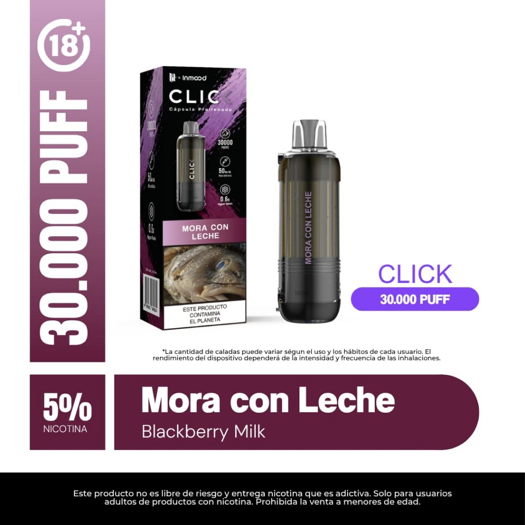 Cápsula mora con leche click 30 mil puff
