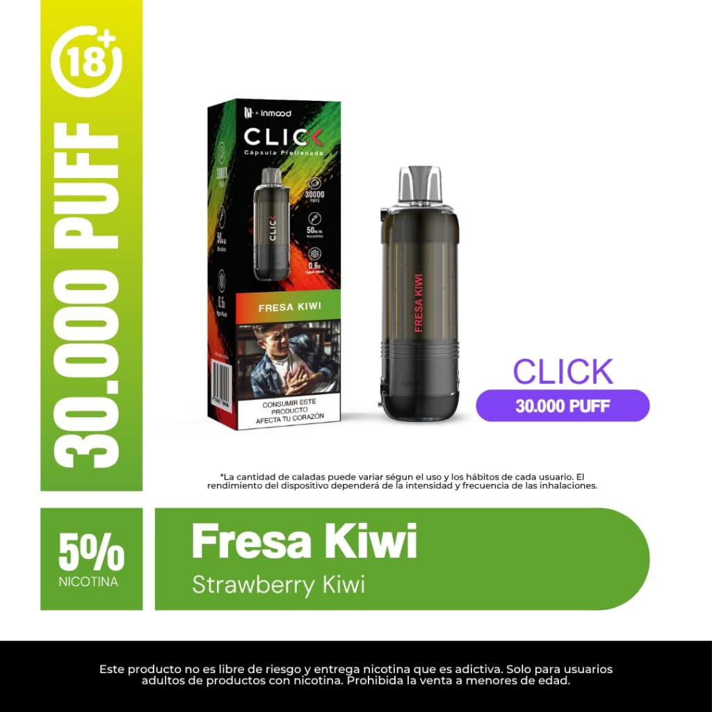 Cápsula fresa kiwi click 30 mil puff
