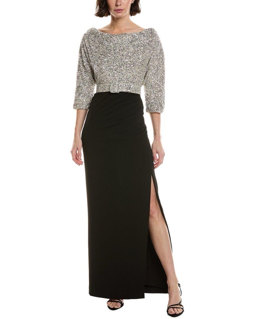 Sequin & Crepe Gown