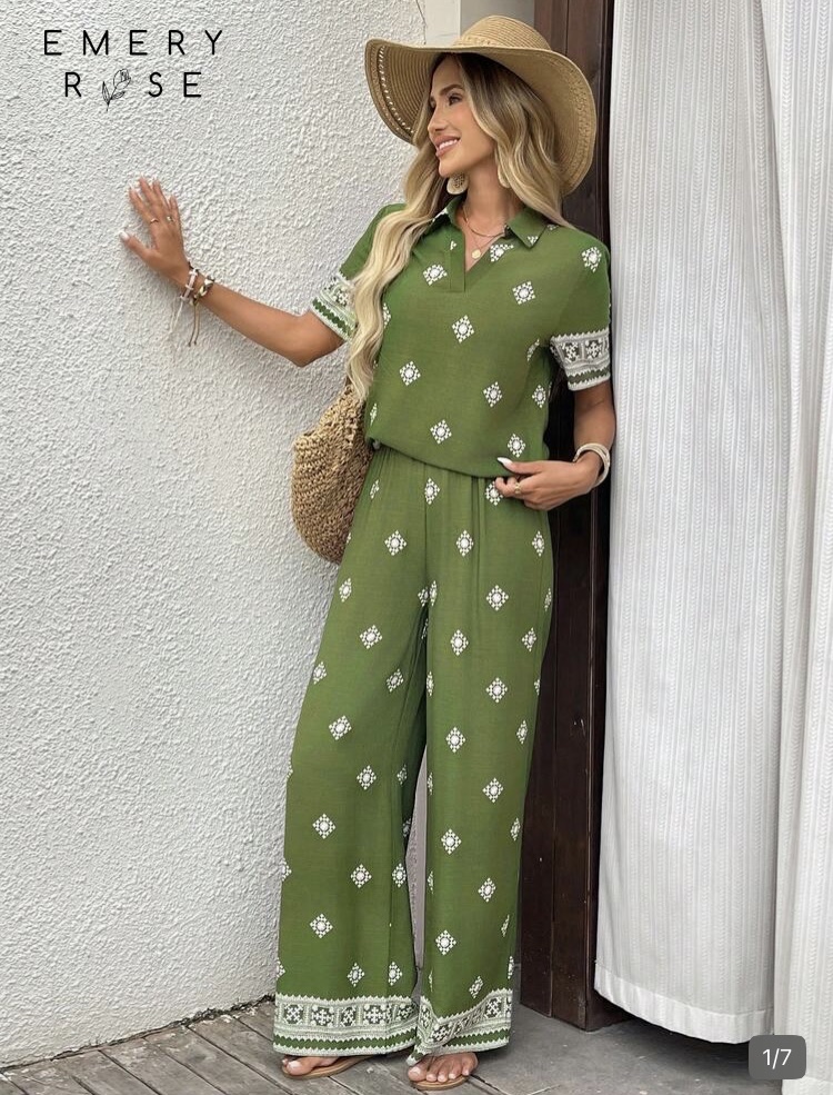 Conjunto verde estampado