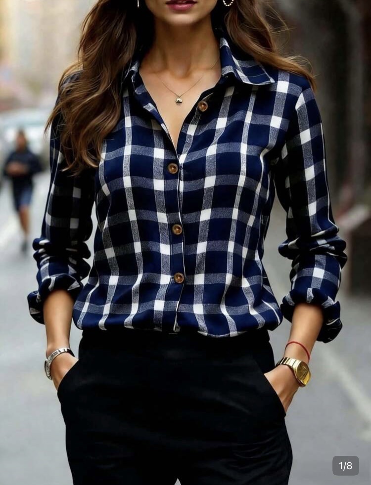 Camisa cuadros azul marino