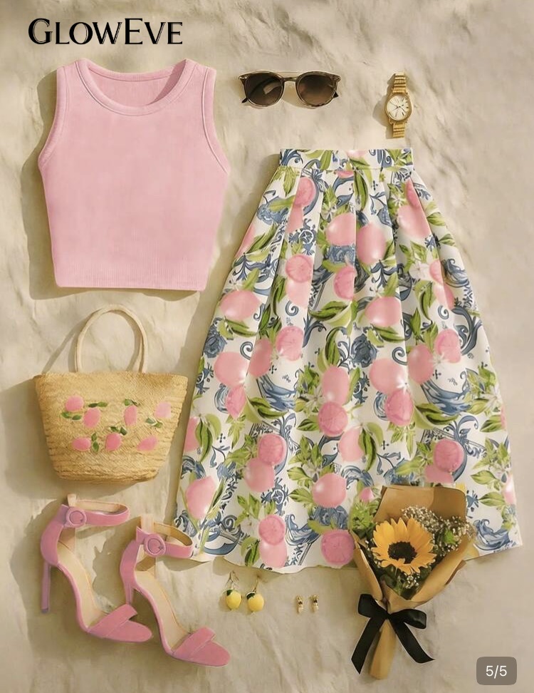 GlowEve conjunto rosa florar