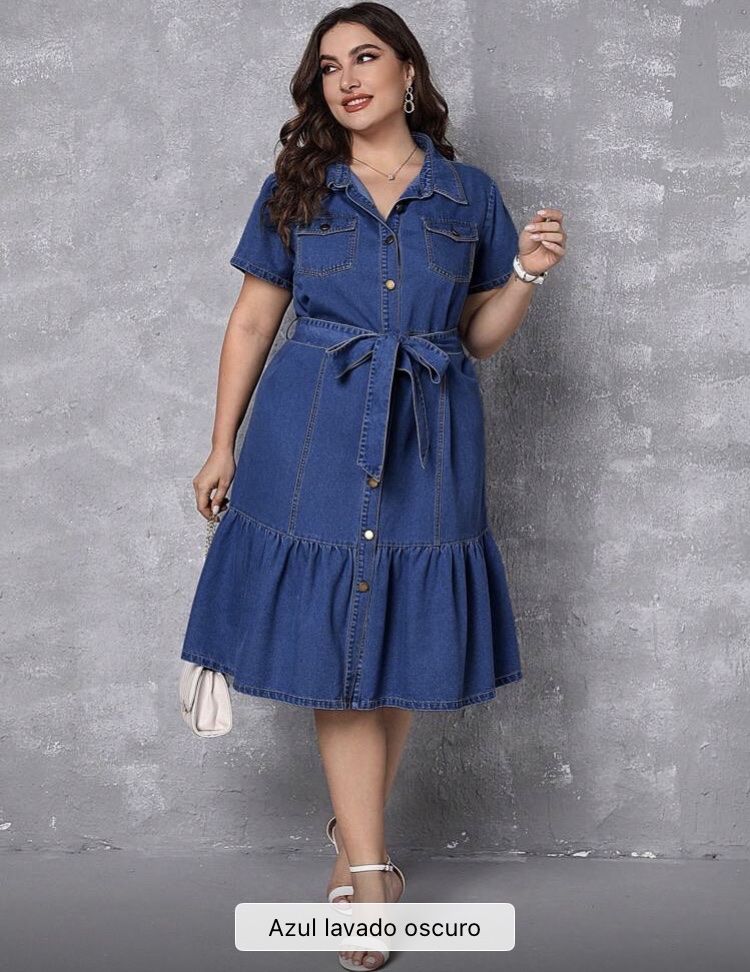 Vestido denim azul lavado oscuro