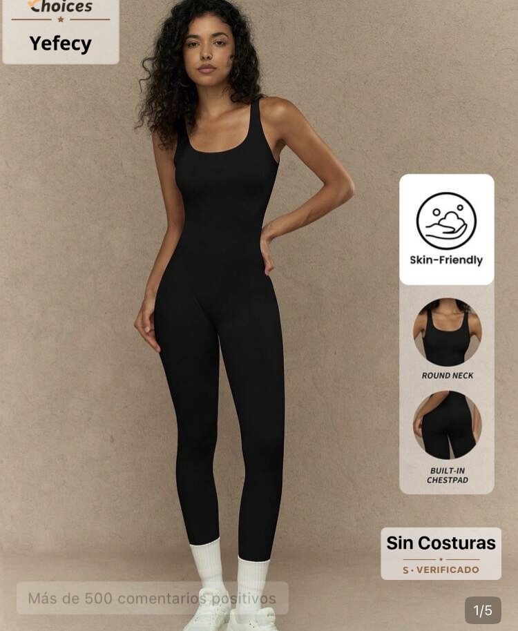 Yefecy enterizo negro deportivo