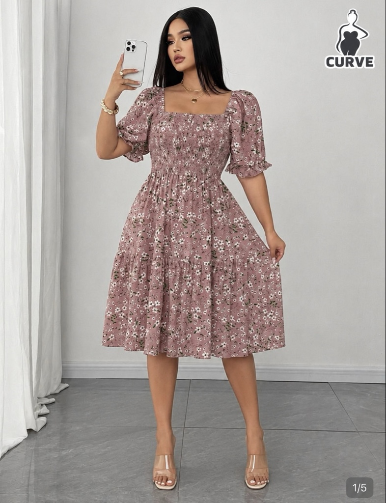 Curve vestido floral rosado