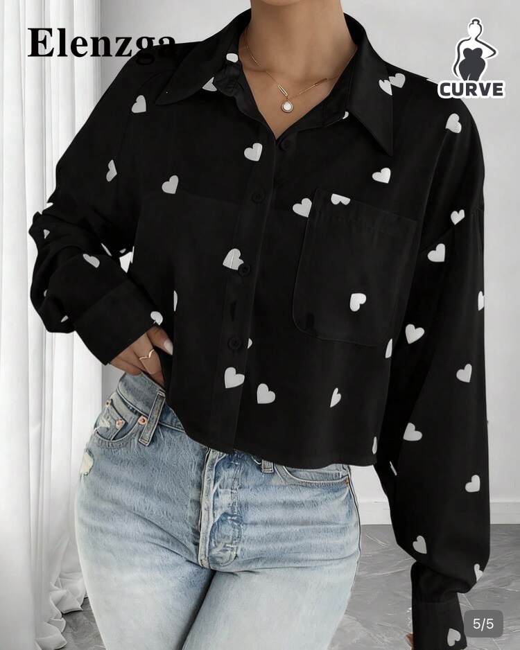 Elenzao blusa negra corazones