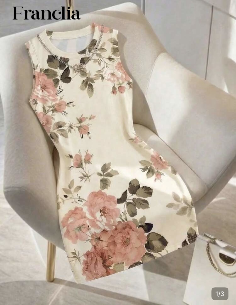 Franclia vestido floral crema