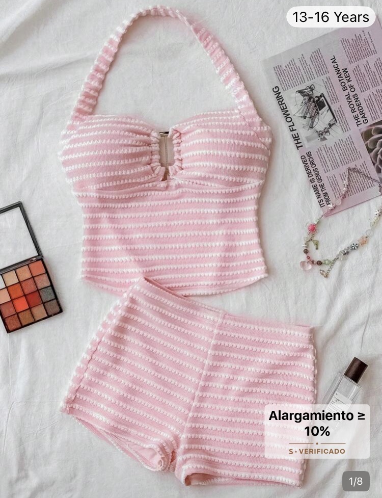 Top y short rosado a rayas