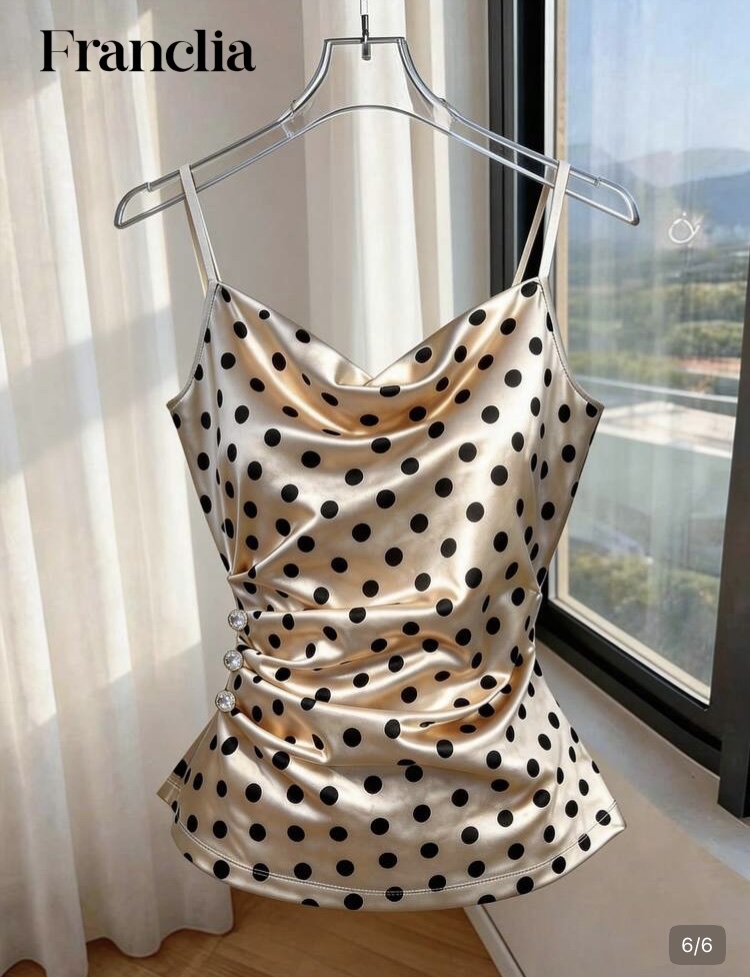 Francia blusa satin lunares