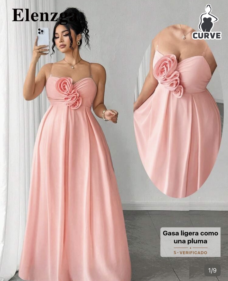 Elenza rosado vestido largo