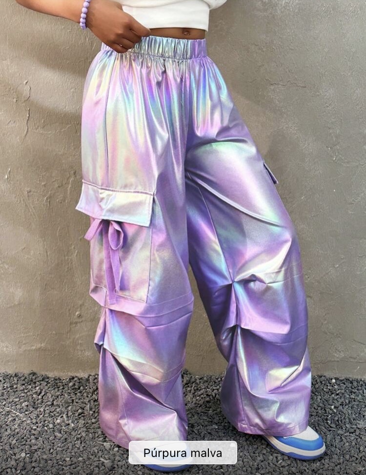 Pantalón púrpura malva holográfico