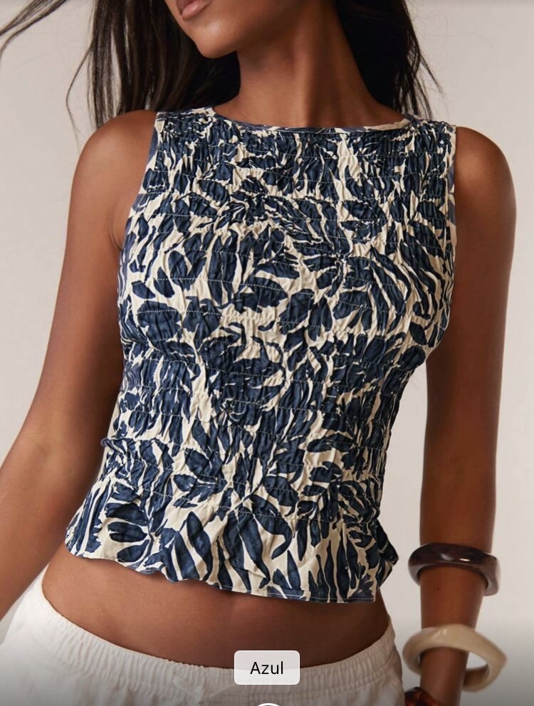 Blusa azul estampada