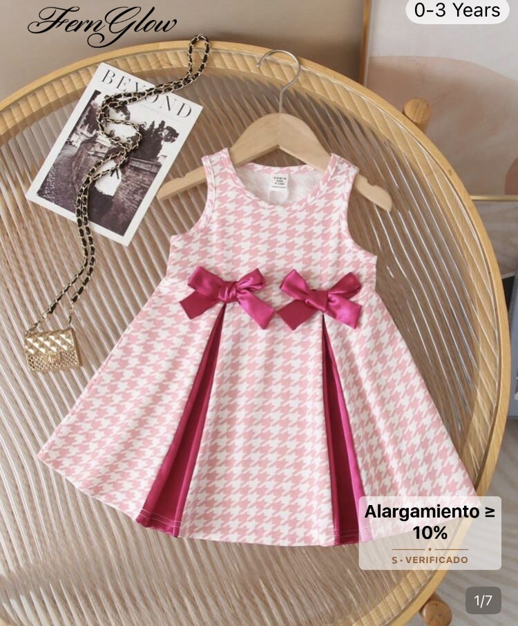 Fern Glow vestido rosado lazo