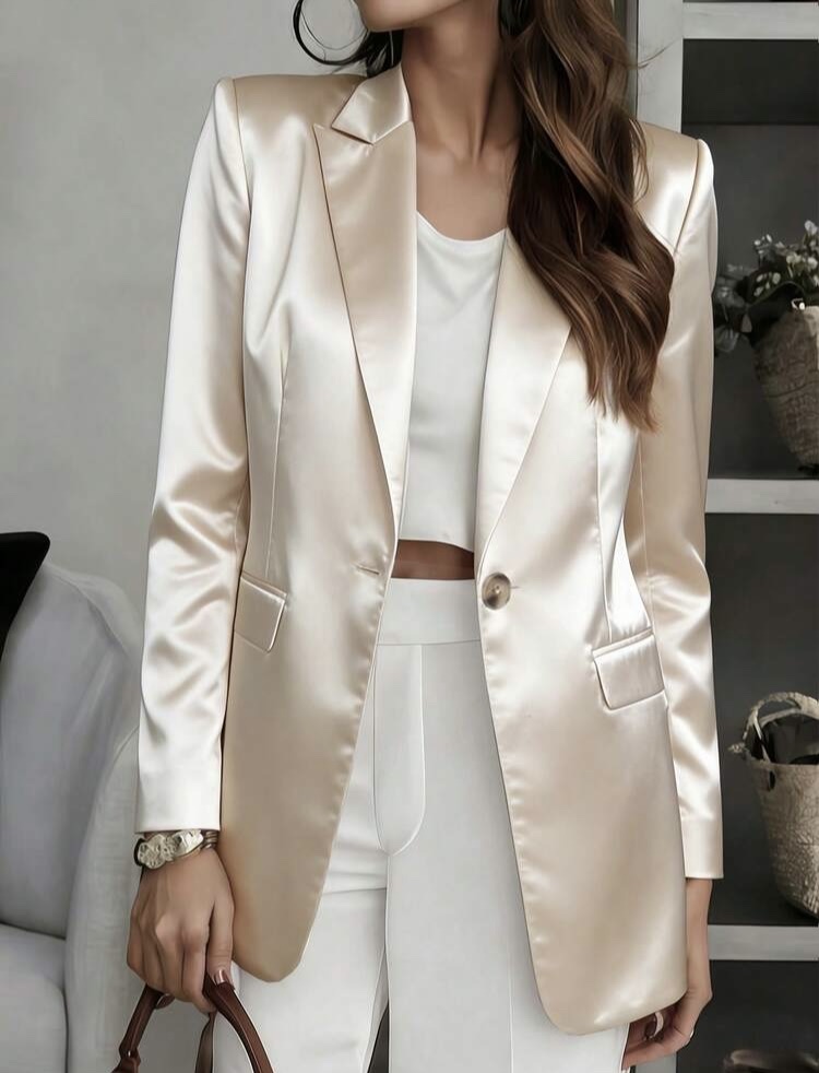 Blazer beige satinado
