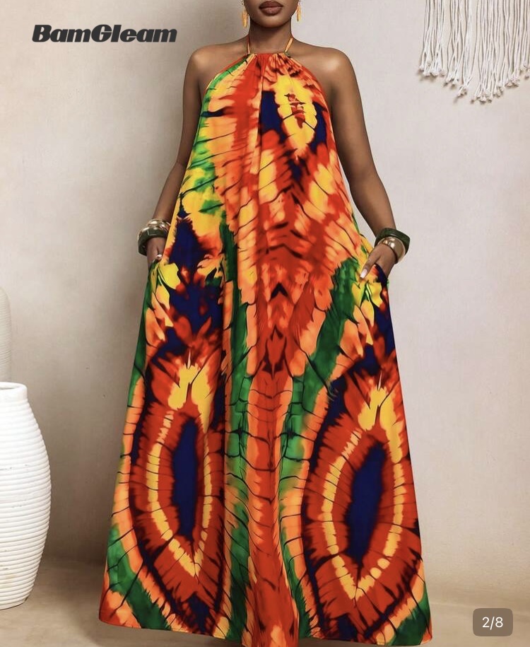 BamGleam vestido halter multicolor
