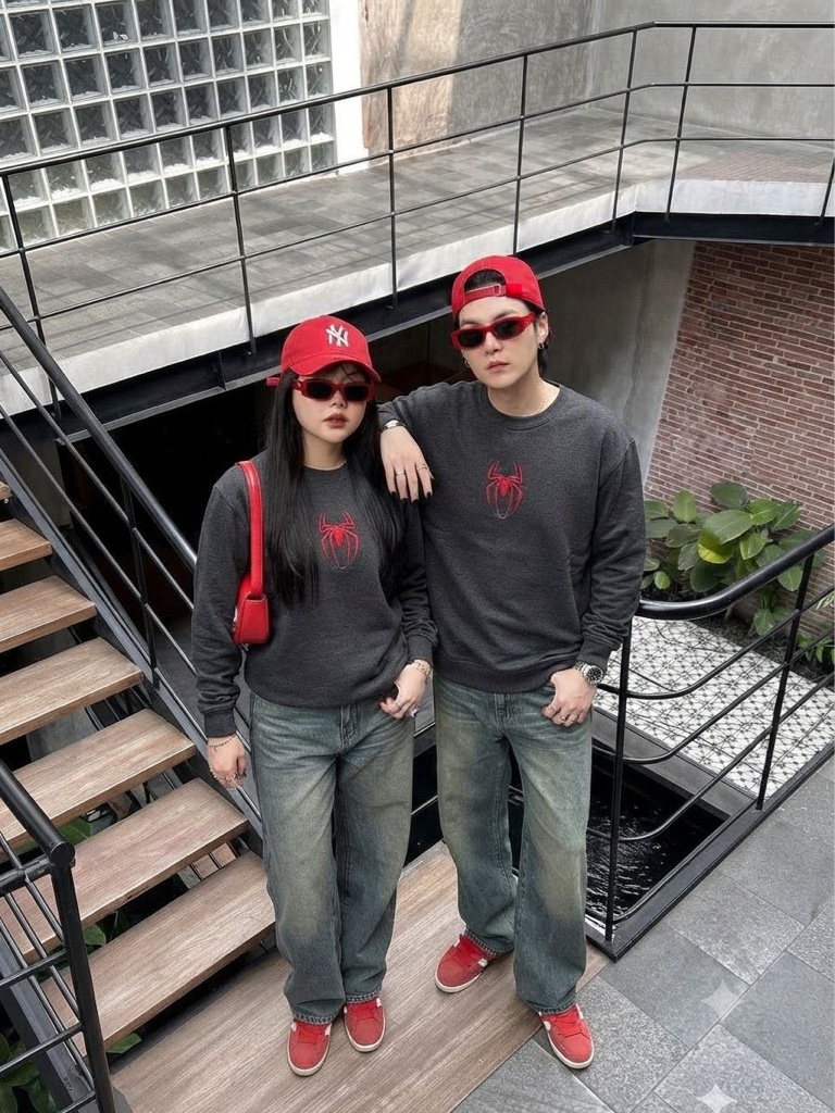 Set araña roja  sudadera + sudadera diseño pequeño