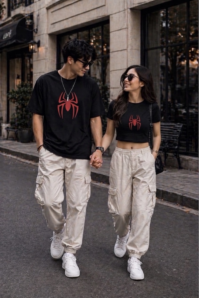 Set crop con mangas + camisa Spiderman