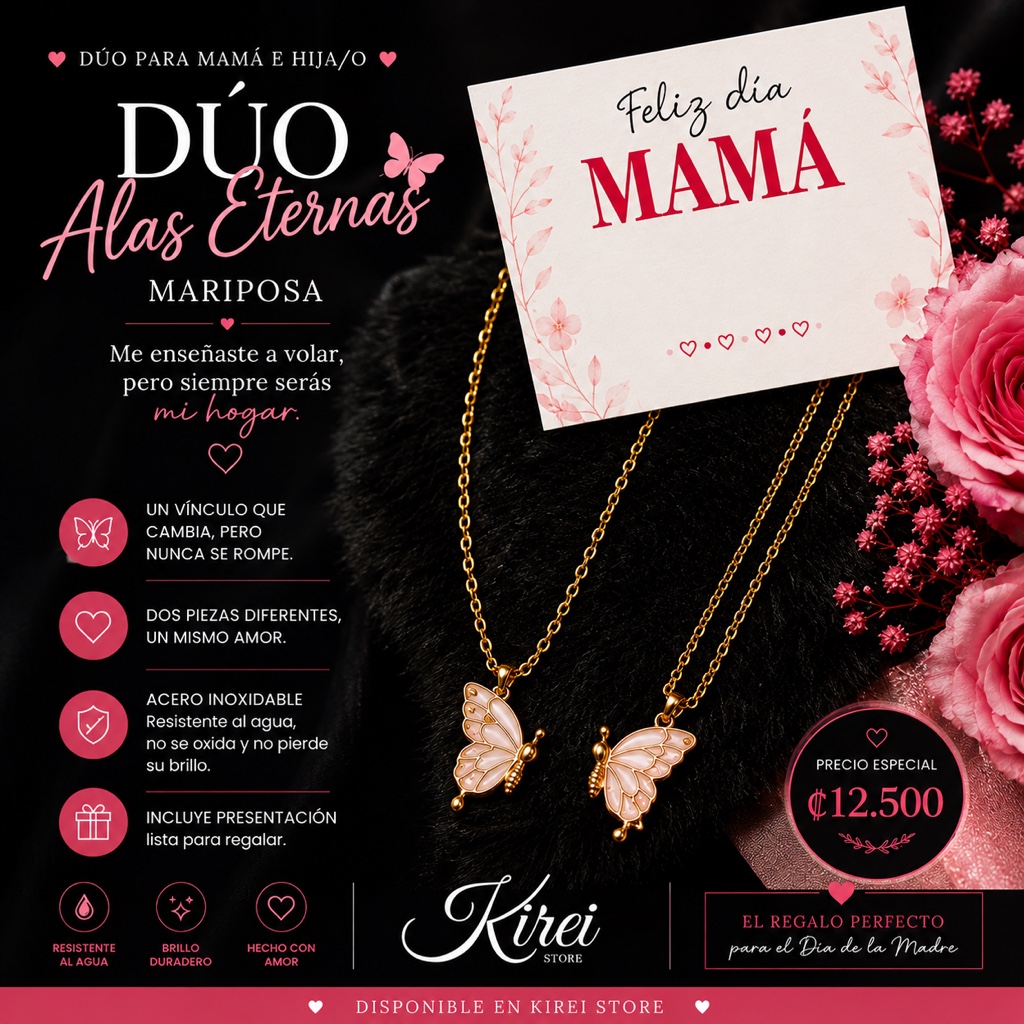 Dúo de collares alas de mariposa para mamá