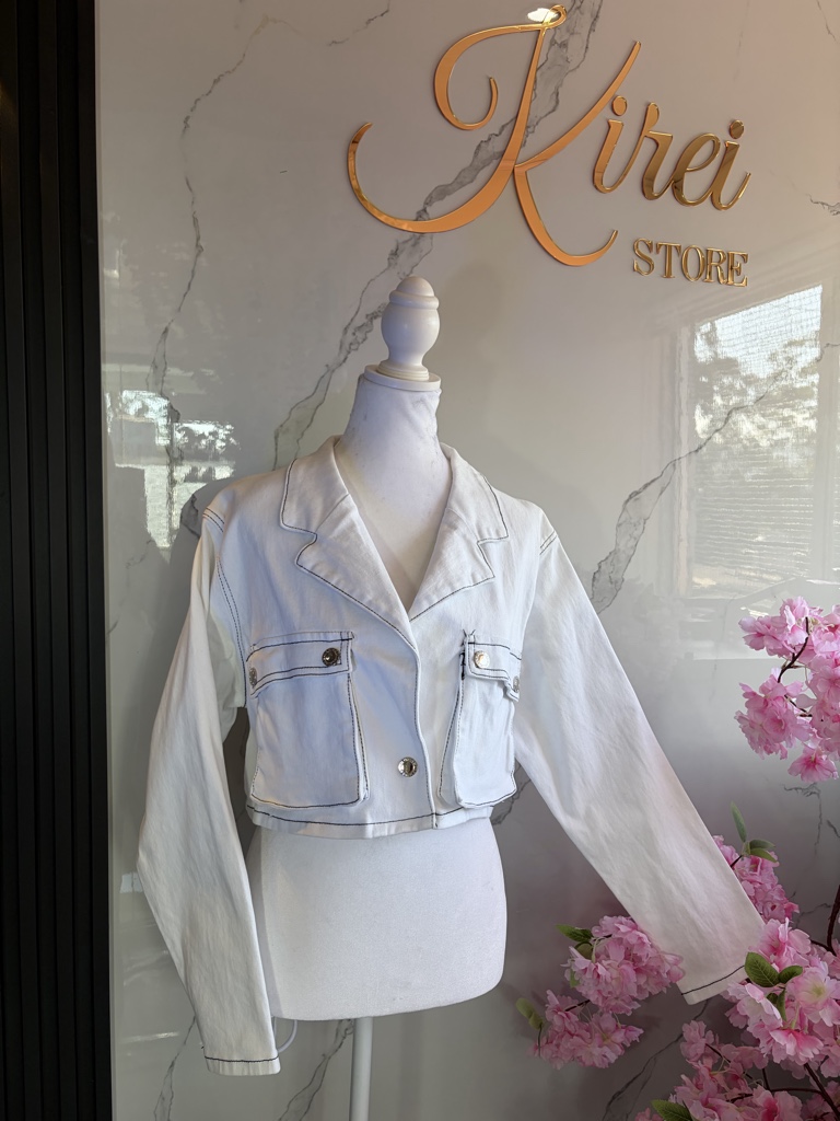 Jacket dama mezclilla blanca