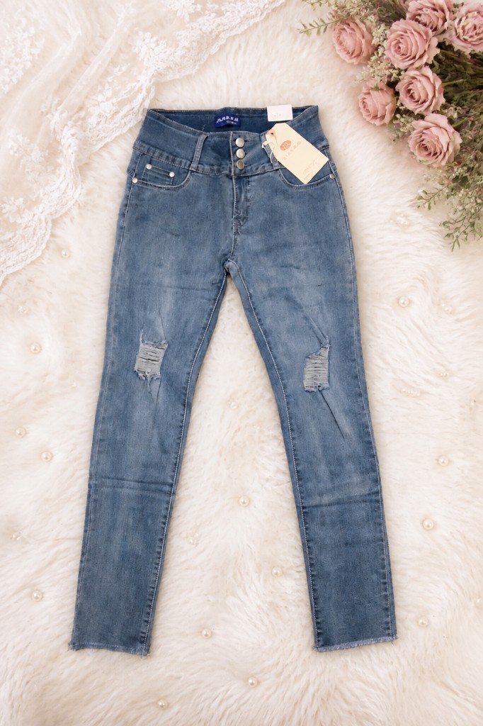 Skinny Fit Azul Rasgado T42