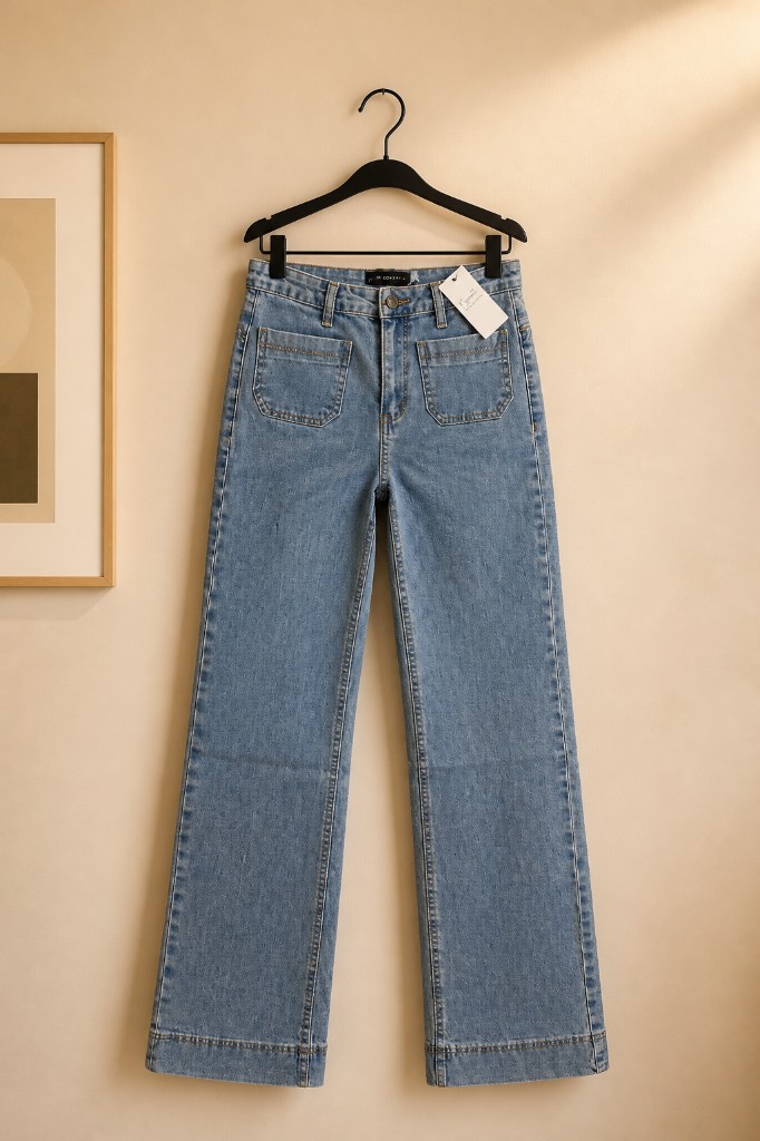 Wide Leg Bolsillos Delanteros Celeste T36