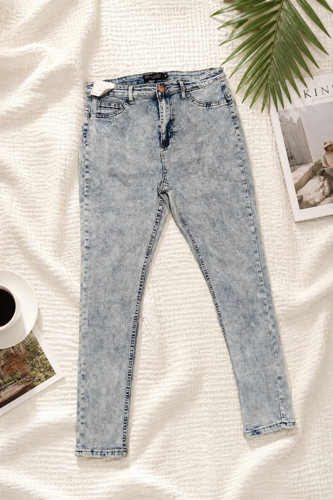 Skinny Fit Celeste Jaspeado T46