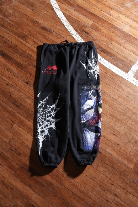 CIVIL REGIME Web Sling Chaos Lounger Sweat Pants Joggers in Vintage Black