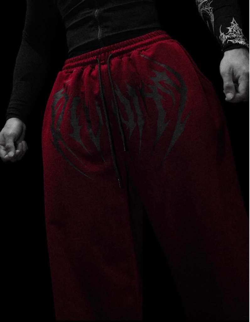 BreatheDivinity Nightstalker Banana Shape Uncuffed luxury sweatpants [CRIMSON RED]