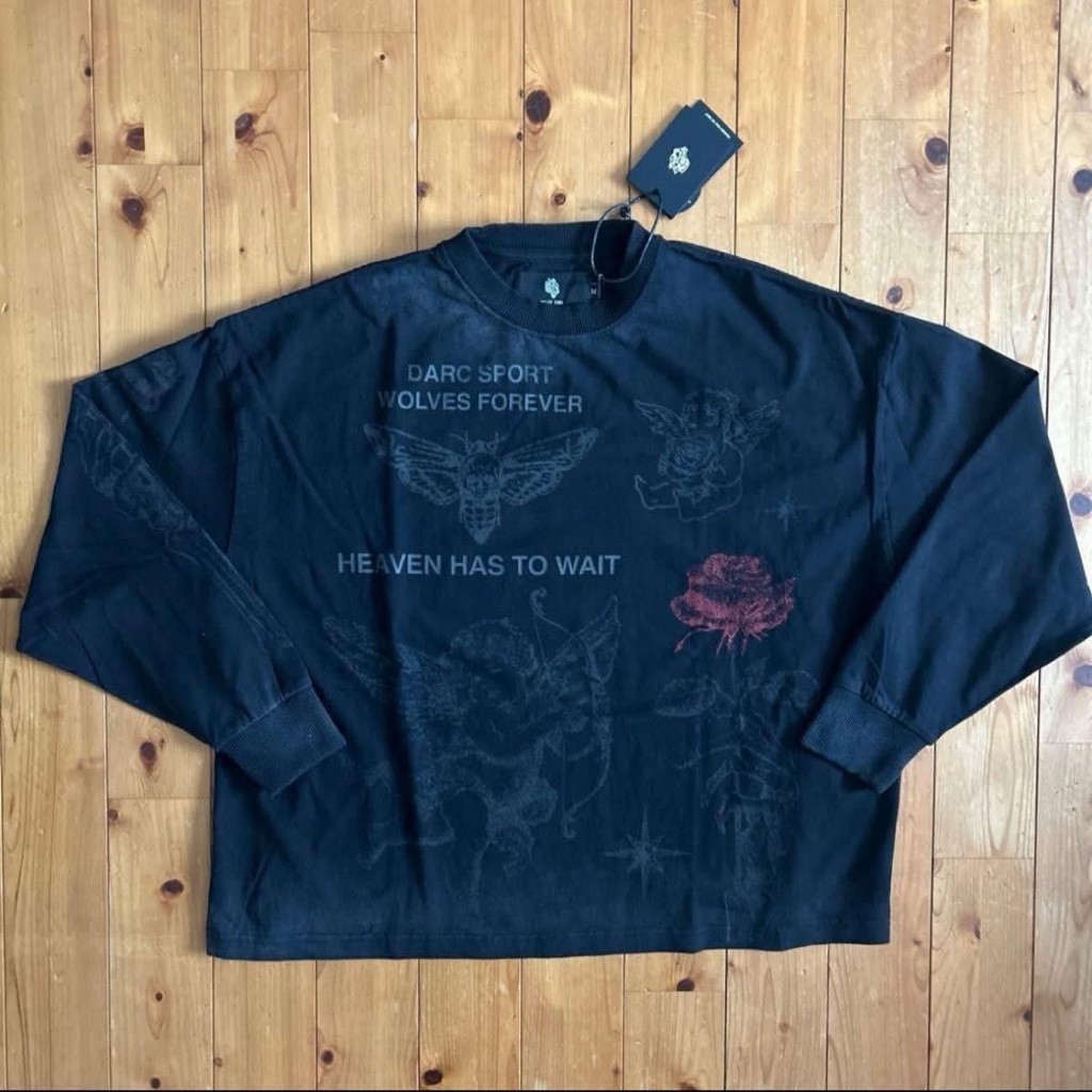 DarcSport Sacred Flash Grunge “Box Cut” L/S  Tee in Black Drift Wash