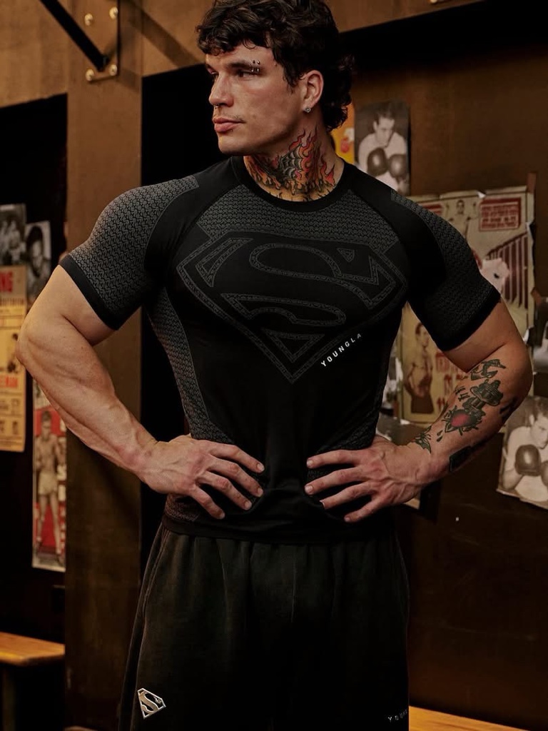 4117 YoungLA  SUPERMAN  COMPRESSION TEES