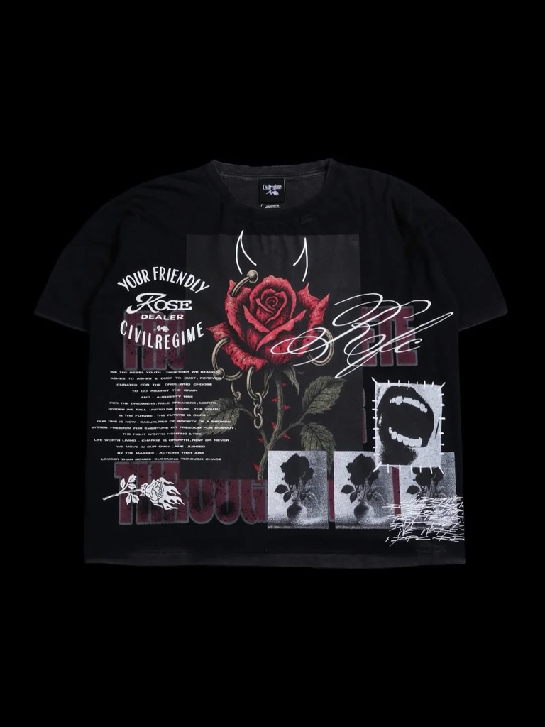 CIVIL REGIME Thorn Rose Everyday Basic Tee in Vintage Black