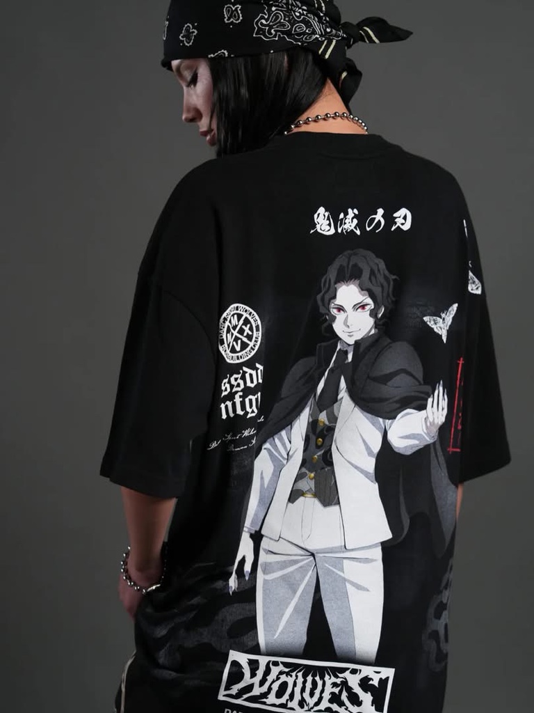 DarcSport Muzan Kibutsuji “Side By Side” Series Premium Oversized Tee in Black