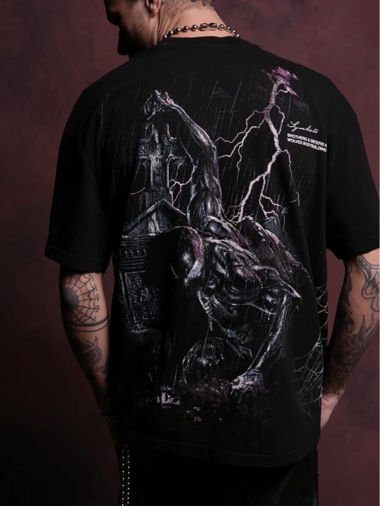 DarcSport Spider-Man Tomb “Side By Side” Series Oversized Tee in Black