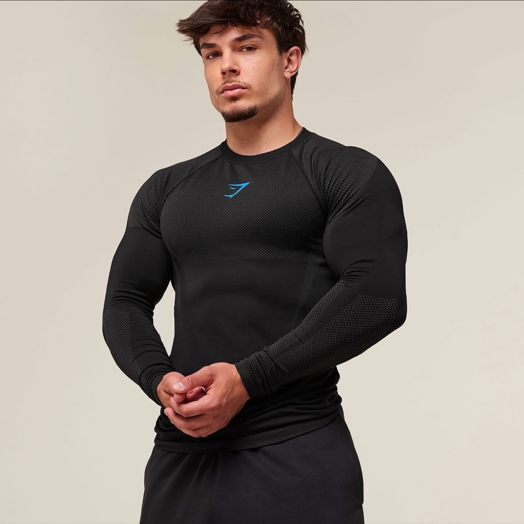 GYMSHARK Onyx 5.0 Seamless Long Sleeve T-Shirt