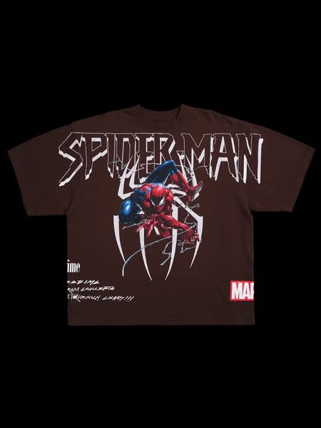 CIVIL REGIME Spider Webs x199  Oversized   American Classic Oversized Tee in Vintage Brown