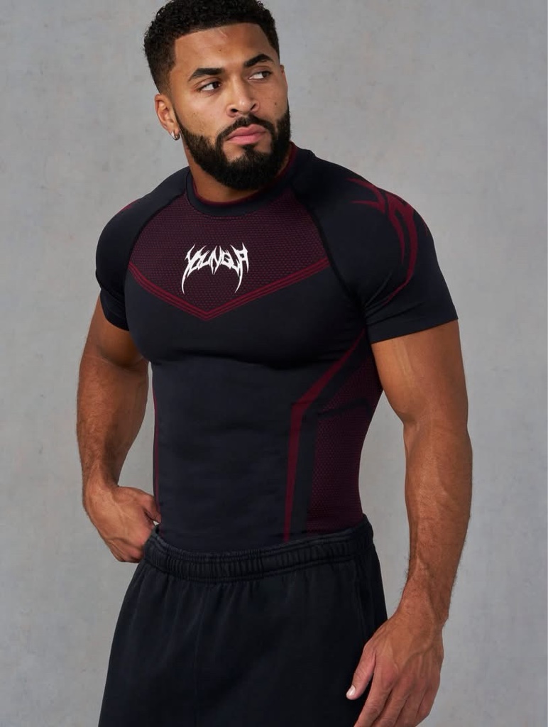 4041 YoungLA WARRIOR “X” COMPRESSION TEES Black/Red