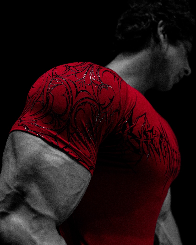 BreatheDivinity Void Tech™ Venom Texture shortsleeve Compression [CRIMSON]
