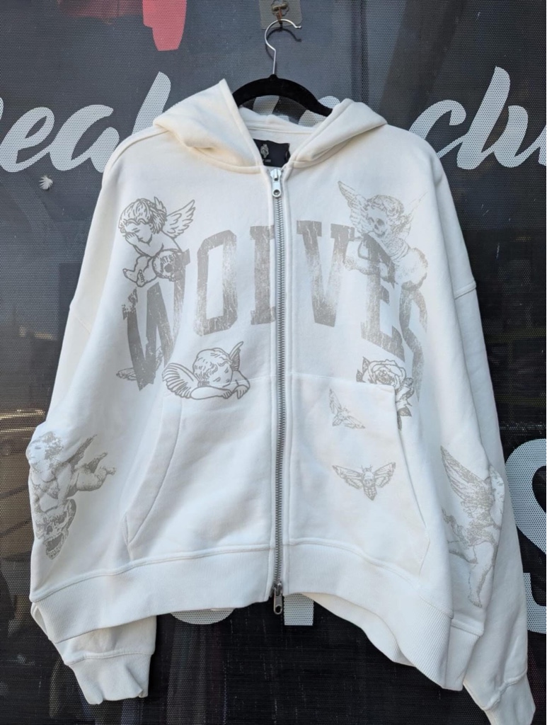 DarcSport Fallen Cherub Vex Double Zip Hoodie in Cream