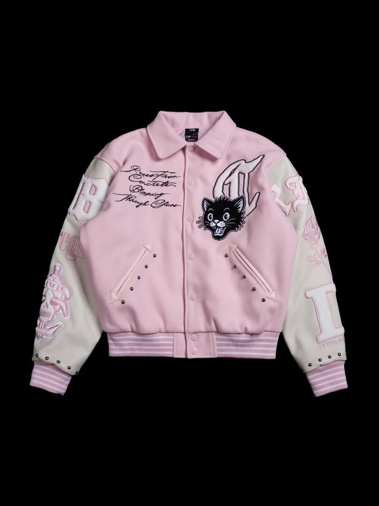CIVIL REGIME RFC University Varsity Jacket  in Baby Pink-Butter