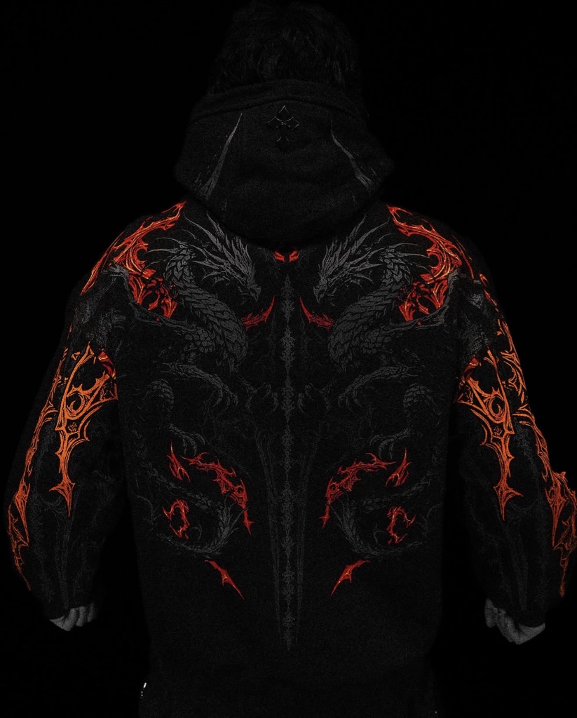 BreatheDivinity Dragon Blade Oversized pullover hoodie [INFERNO]