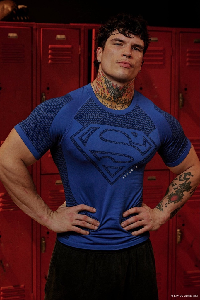 4117 YoungLA SUPERMAN  COMPRESSION TEES BLUE
