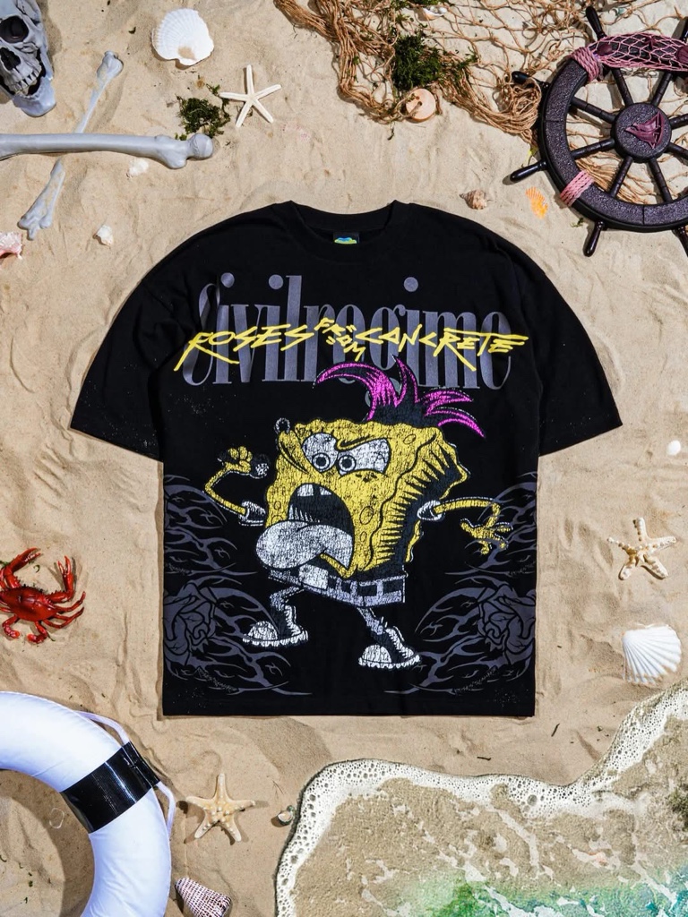 CIVIL REGIME Punkbob American Classic  Oversized Tee in Black