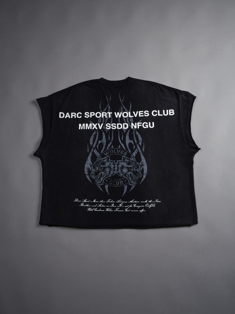 DarcSport  Finite Flame Grunge Cut-Off Tee in Black Inverted Sun Fade