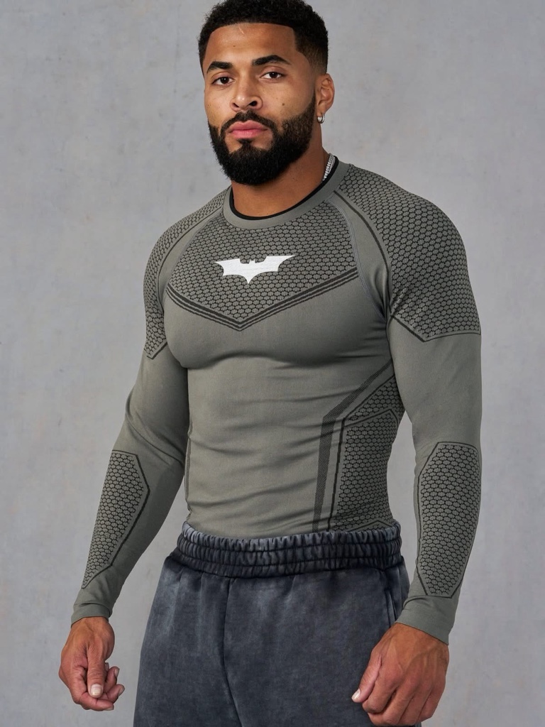 8004 YoungLA BATMAN COMPRESSION LONGSLEEVES Grey Green