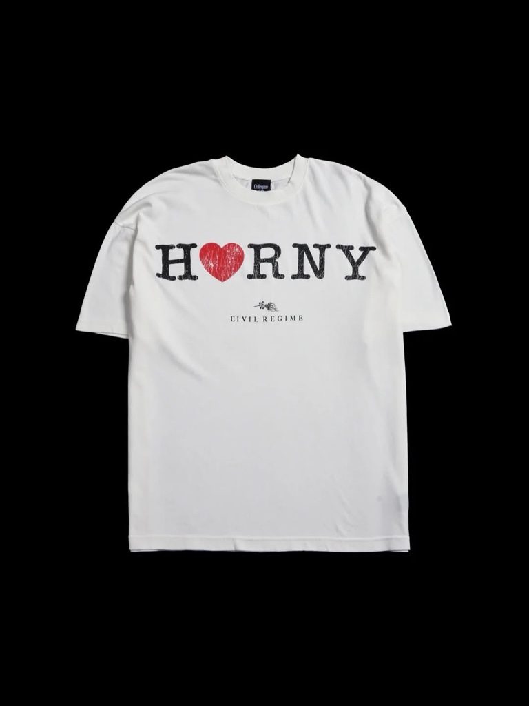 CIVIL REGIME Horny American Classic Oversized  Tee in Butter