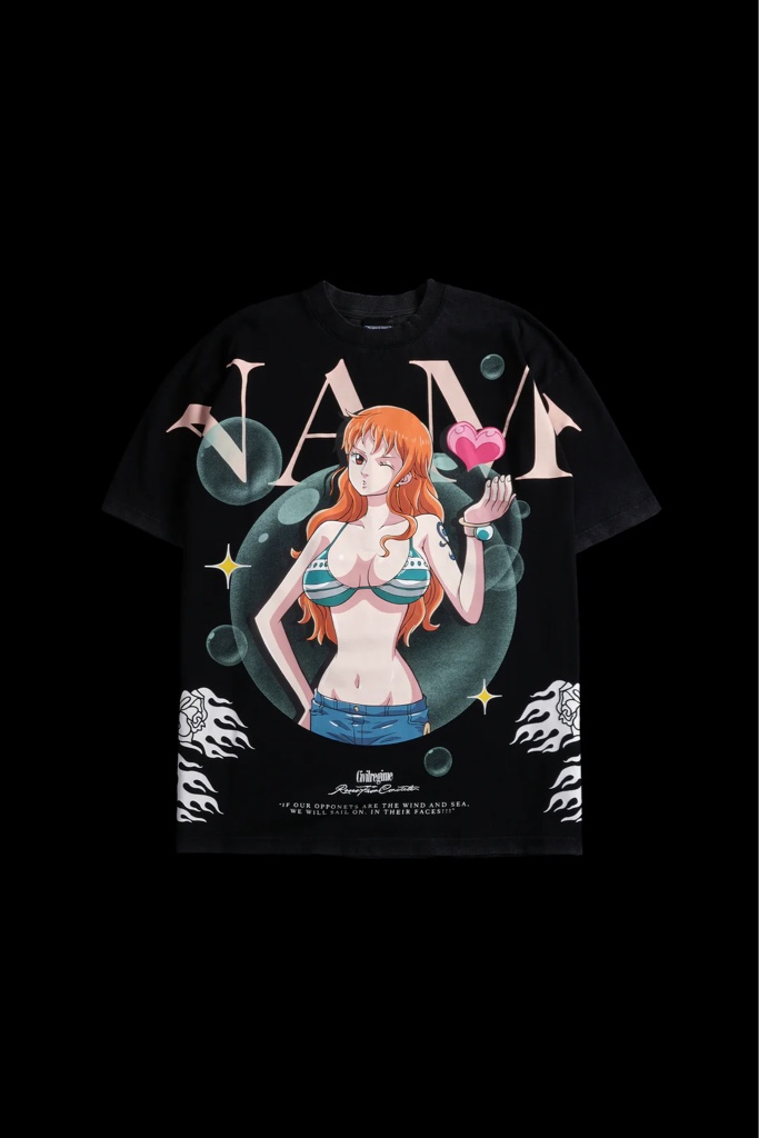 Civil Regime Nami's Rise American Classic Oversized Tee in Vintage Black