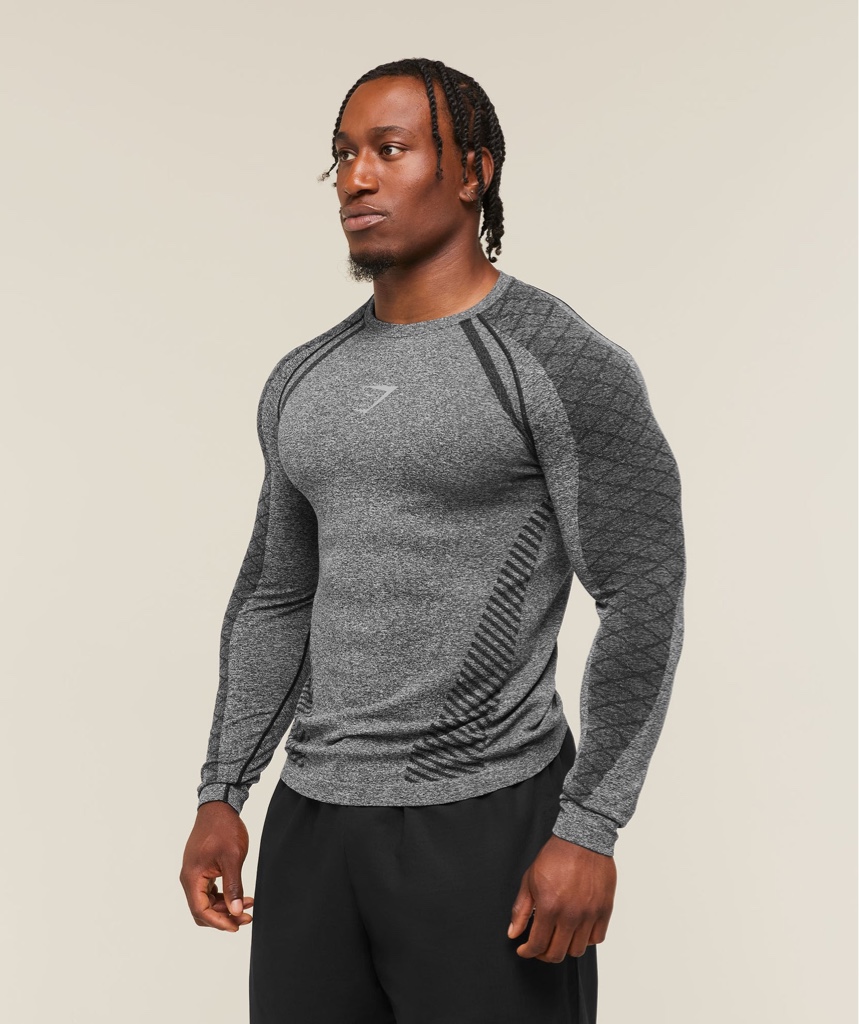 Gymshark Devant  Seamless Long Sleeve T-Shirt Black