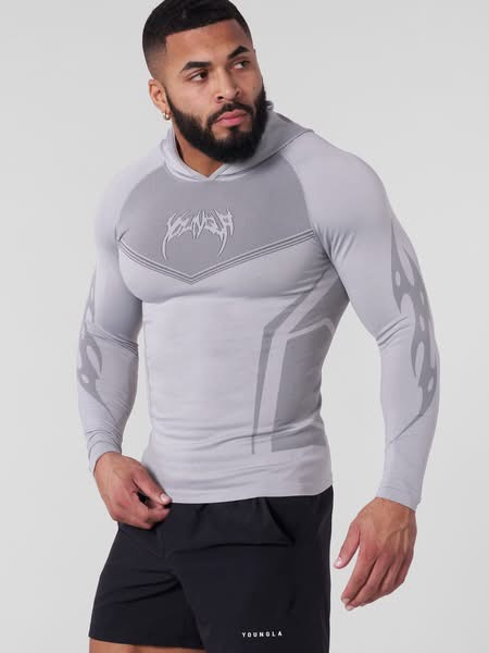 8062 YoungLA WARRIOR COMPRESSION HOODIES Grey